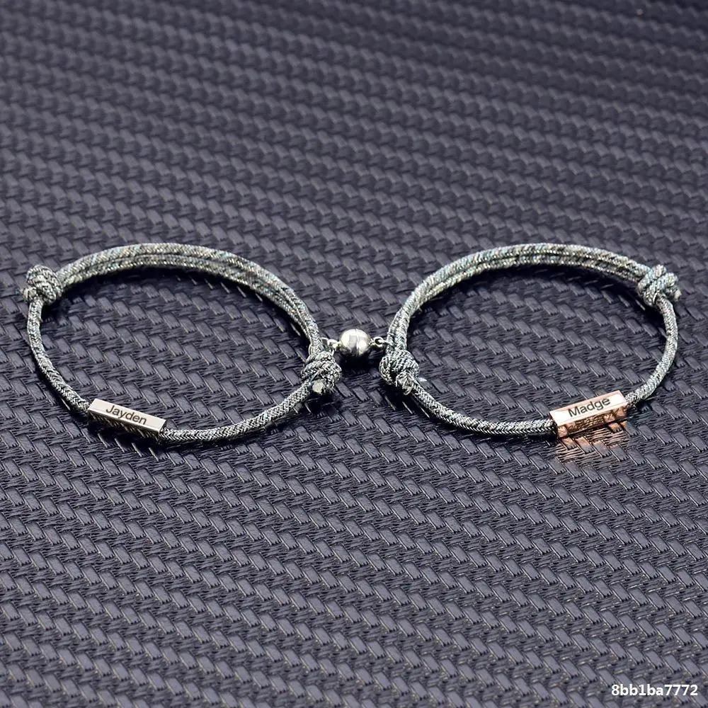 

Fashion Engravable Magnetic Couples Bracelets for Lovers Gift, As pictures