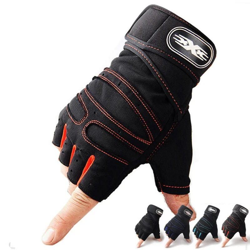 

Non-slip fitness glove half finger nylon racing glove for cycling, Black,blue,purple,pink