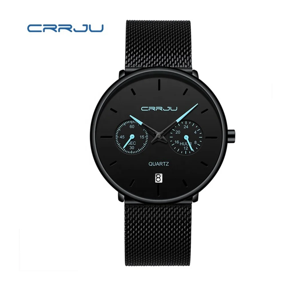 

China Manufacturer CRRJU 2162 Full Steel Casual Waterproof Watch For Man Sport Quartz Watch Men's Dress Calendar Watch Hot Sale