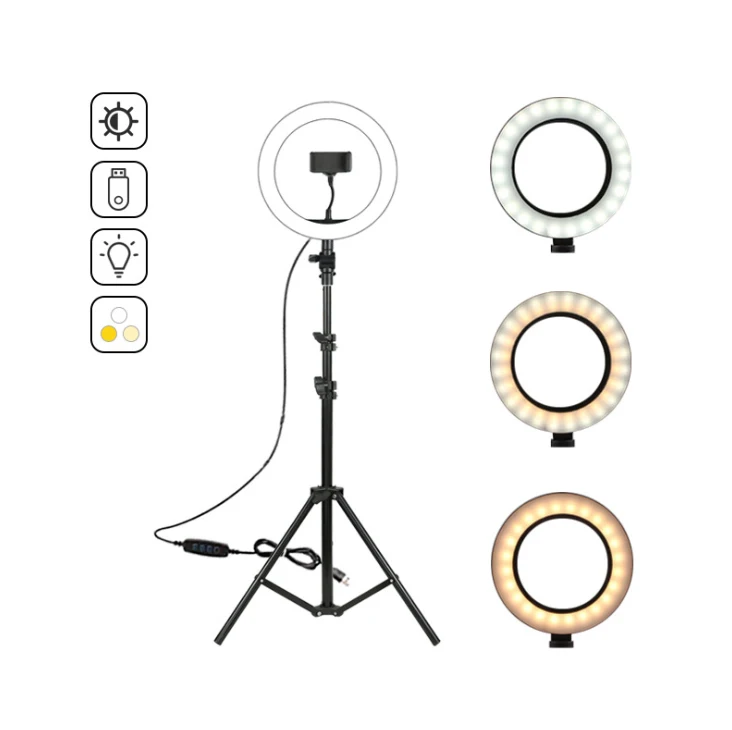 

10 "26 cm ring lamp with tripod for live video beauty lamp makeup lamp selfie to light double phone