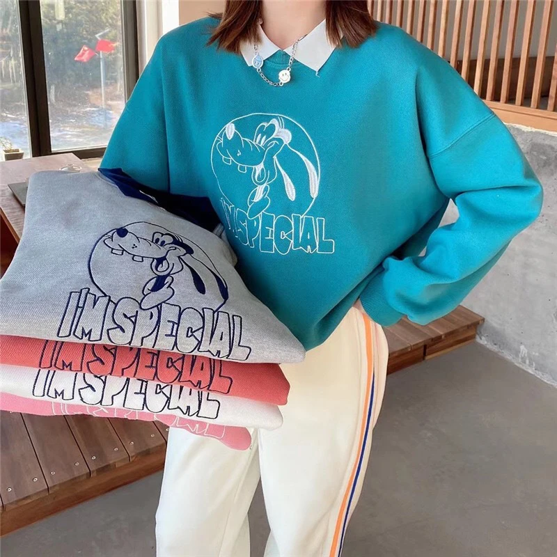 

2021 New Winter Ladies Mid-length Loose Plus Fleece Sweater Cartoon Women Sweater