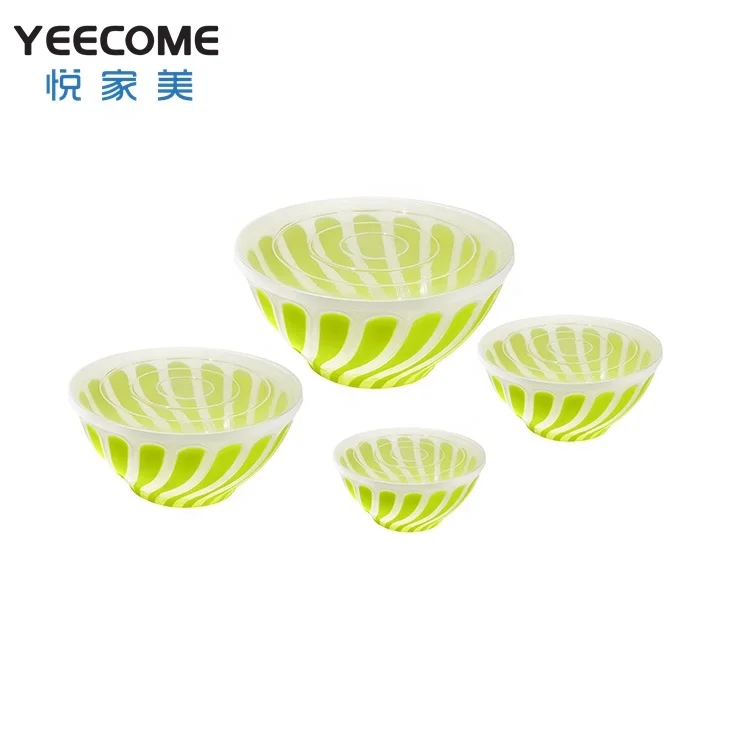 

High Quality 4 Pcs Slad Bowl Yeecome Brands PP Plastic Creative Personality Fruit Salad Bowl