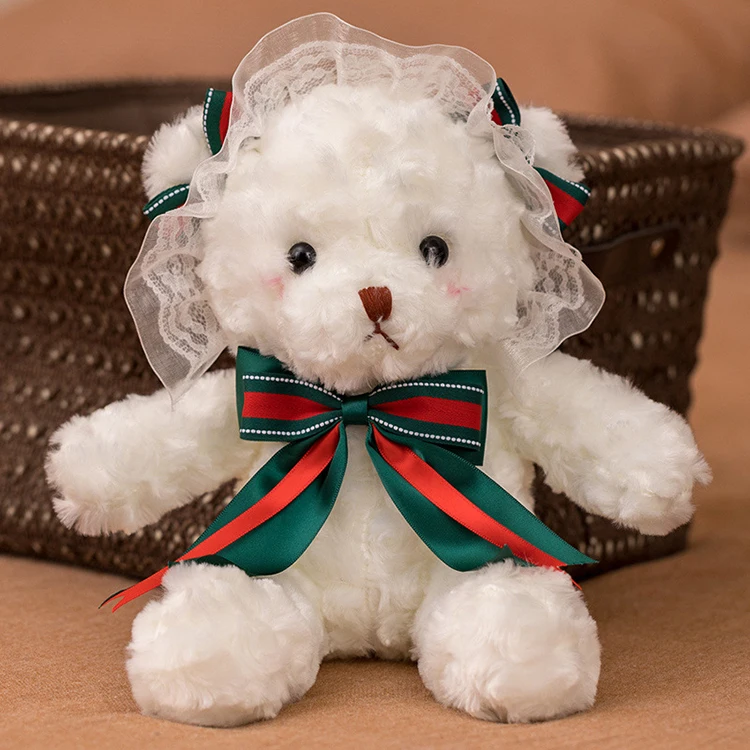 

Cute custom valentine's day flower mini stuffed teddy bear plush toy dolls with lace