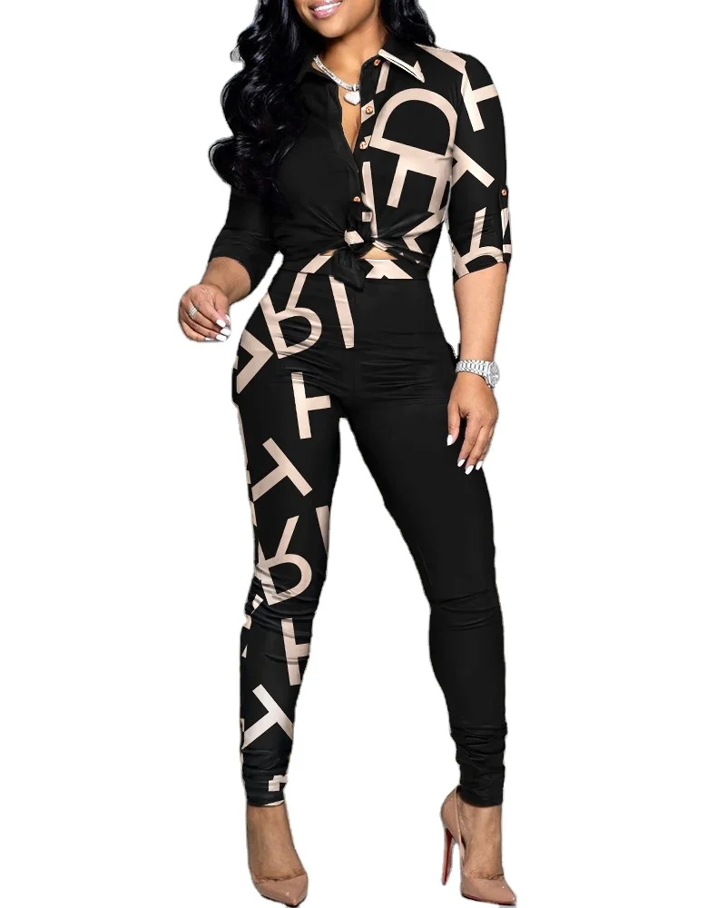 

wide Leg New Elegant Lady 2 Piece Set Women Sets Clothing Two Piece Pants Set for women in 2022
