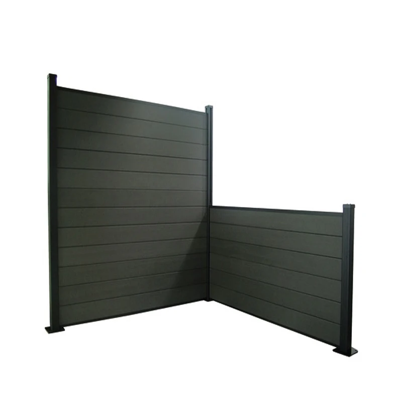 

Easily assembled aluminum metal composite fence panel gate privacy screen garden with posts, Black/white