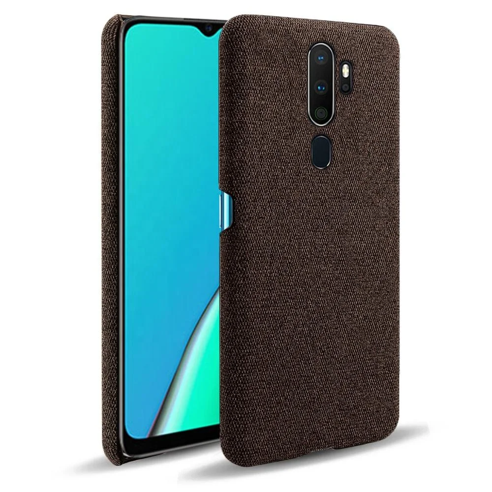 

New Arrival Soft TPU Bumper Hybrid PC+PU Leather Canvas Pattern Phone Back Cover Case For OPPO A9 2020, Multi-color, can be customized