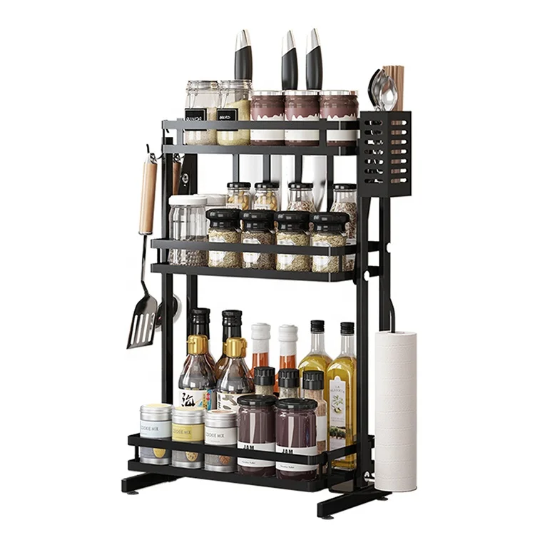 

2-3 layer stainless steel kitchen desktop foldable spice rack lazy susan organizer
