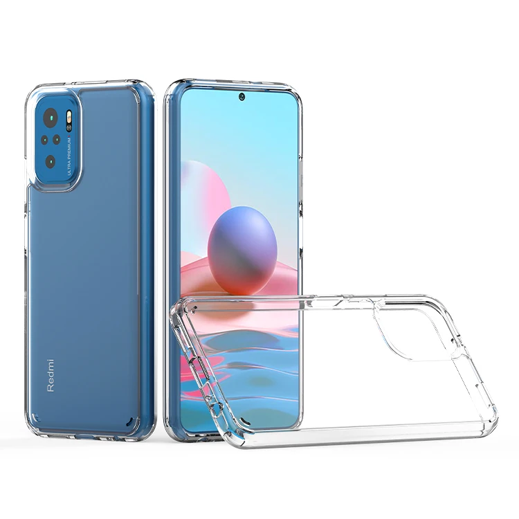 

Hybrid slim tpu acrylic hard shockproof crystal clear transparent phone cases for redmi NOTE 10-4 NOTE 10S 9A 9C