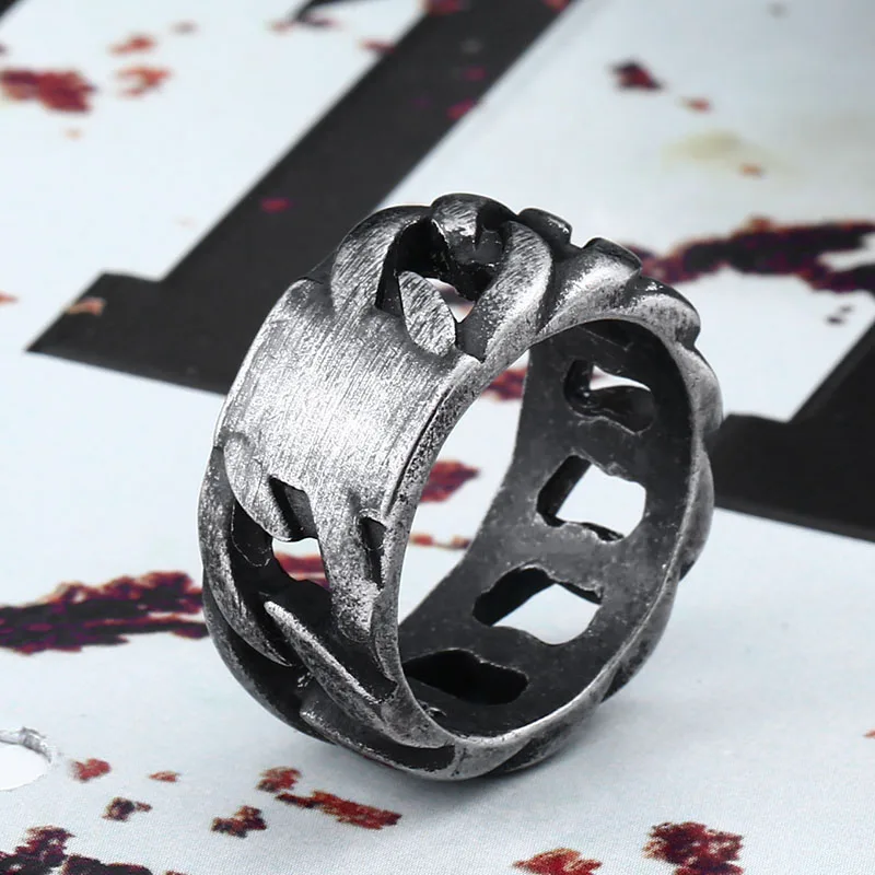 

SS8-542R steel soldier punk high quality gothic chain stainless steel men's ring retro fashion jewelry