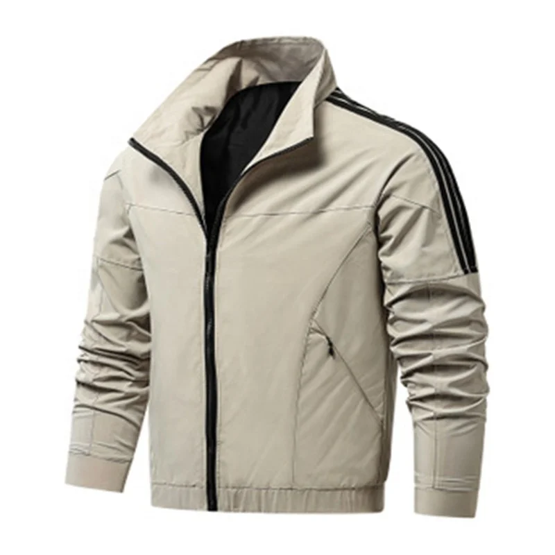

Europe America Casual Stand Collar Sports Men's Jackets, Black/khaki