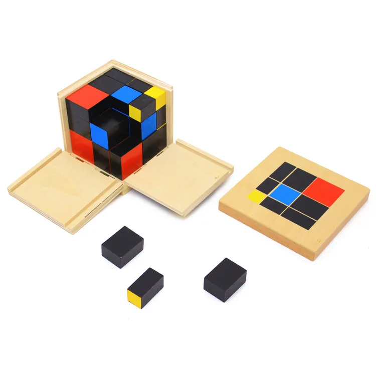 

Montessori shape sorting cube toy Kindergarten Teaching aids Math Trinomial Cube