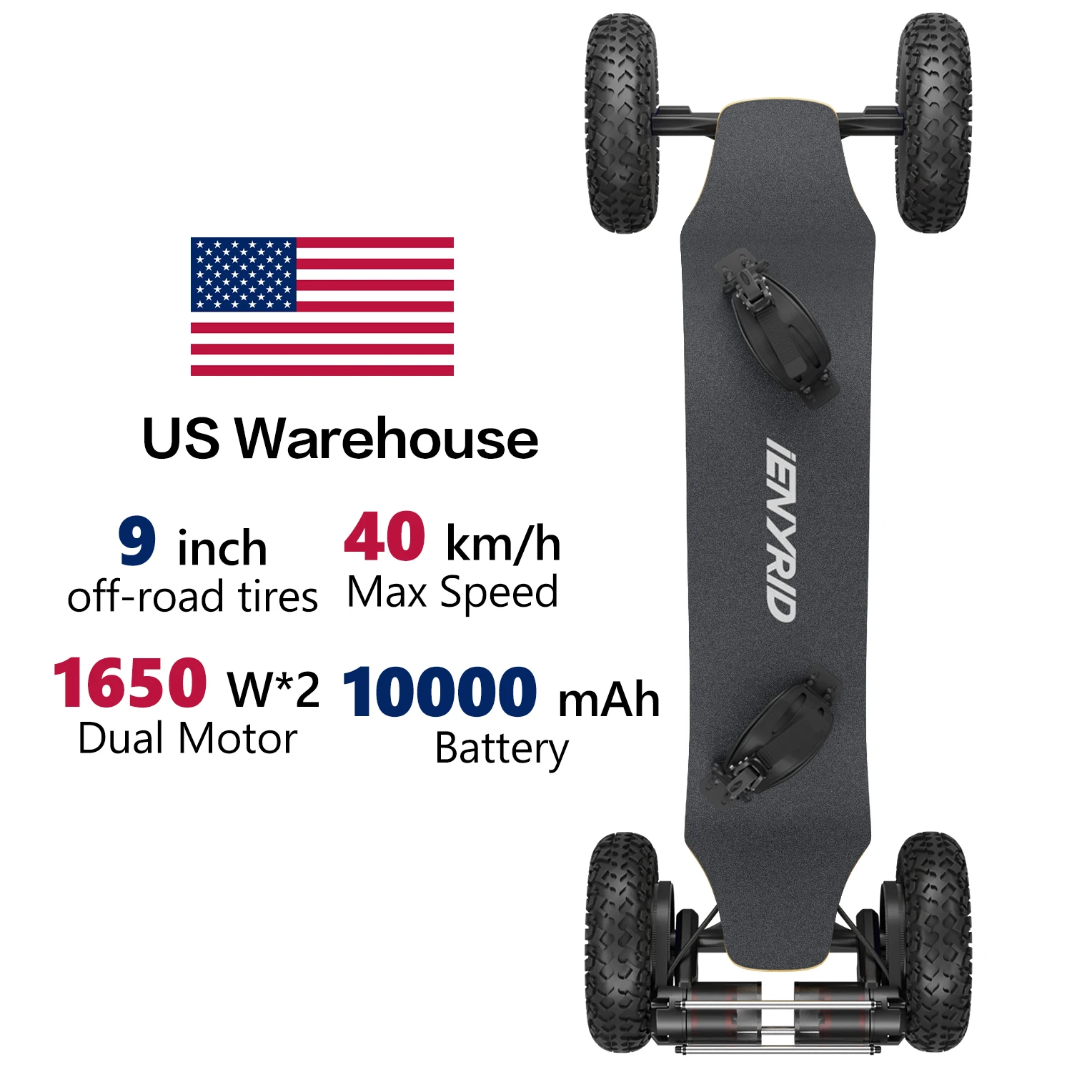 

Hot Sale all Terrain electric mountainboard Dual Motor Each 1650W*2 long board with Remote Control USA warehouse