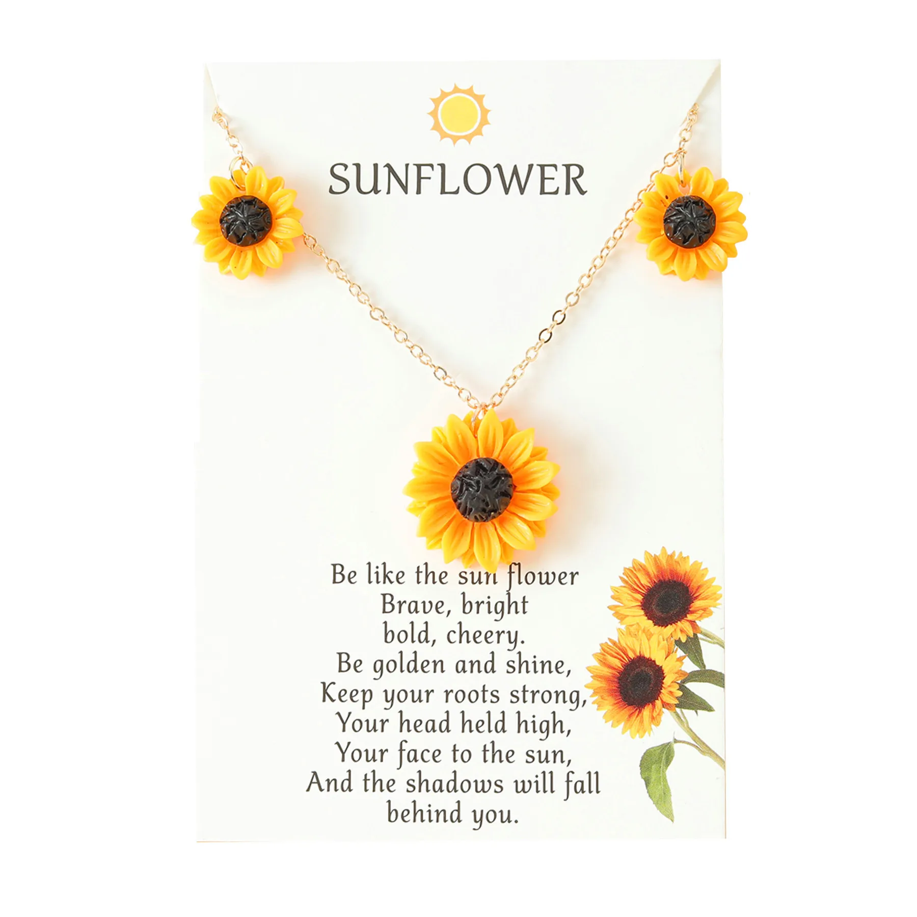 

New Sunflower Necklace with card for couplesister and friendship cute necklace flower necklace