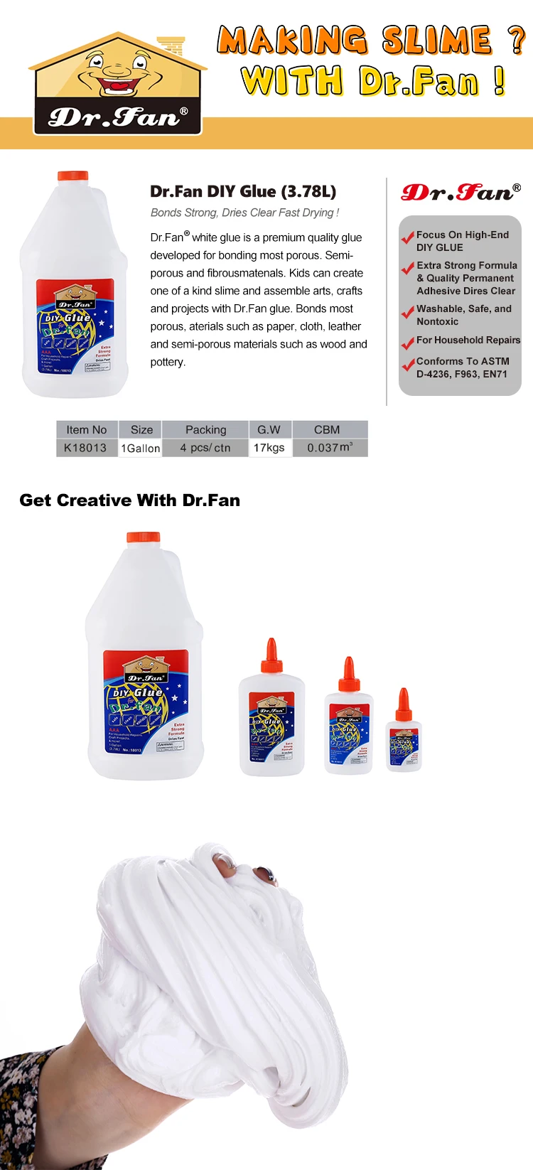 Dr.fan Craft School Pen Pva Glue Liquid White Glue For Slime Machine