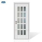 JHK-G24 Decorative Bathroom Door Embossed Glass Cherry Wood French Door