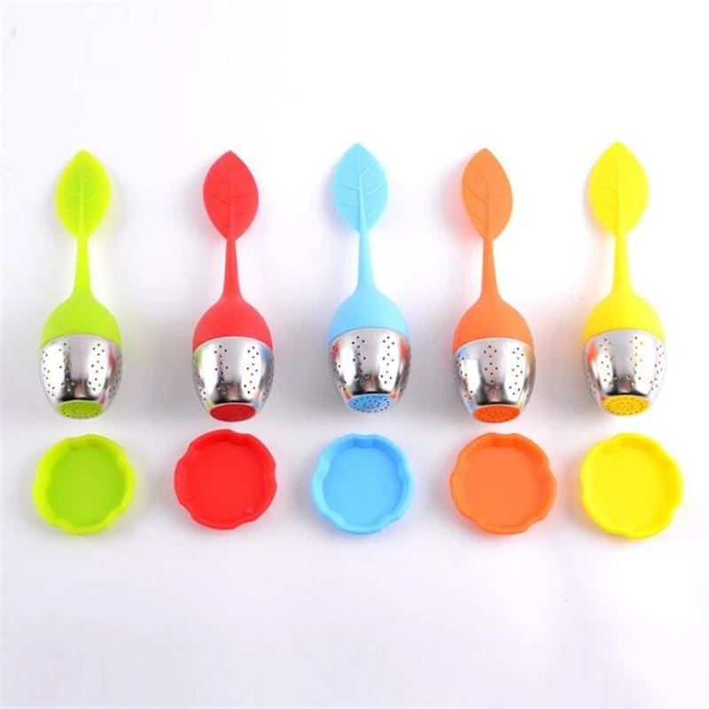 

304 Stainless Steel Creative Leaves Silicone Tea Infusers Leaking Strainer Teapot Filter Infusores De Te