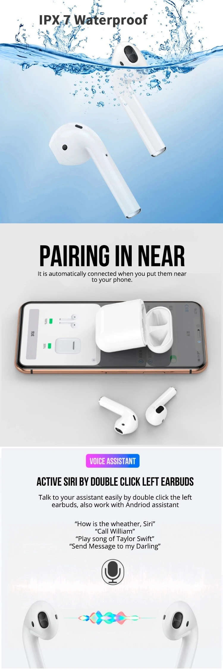 Up Window Version Original Factory I12 Tws Headphones Earphones