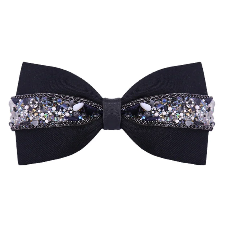 

Bow tie male rhinestone blue bow wedding groom master of ceremonies crystal dress collar flower