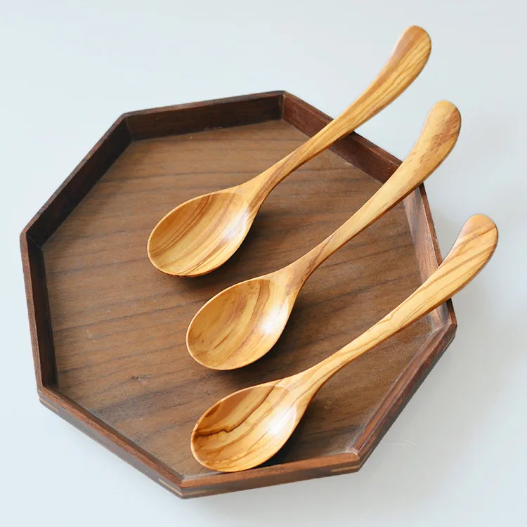 

Natural Healthy Olives Wood Kitchen Mixing Stirring Salad Honey Tea Soup Making Durable Long Handle Wooden Spoons