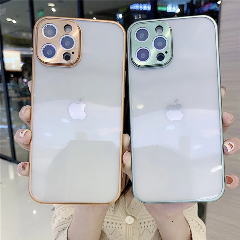 

Luxury Plating Transparent Phone Case For iPhone 12 Pro Max Bumper Shockproof Back Cover