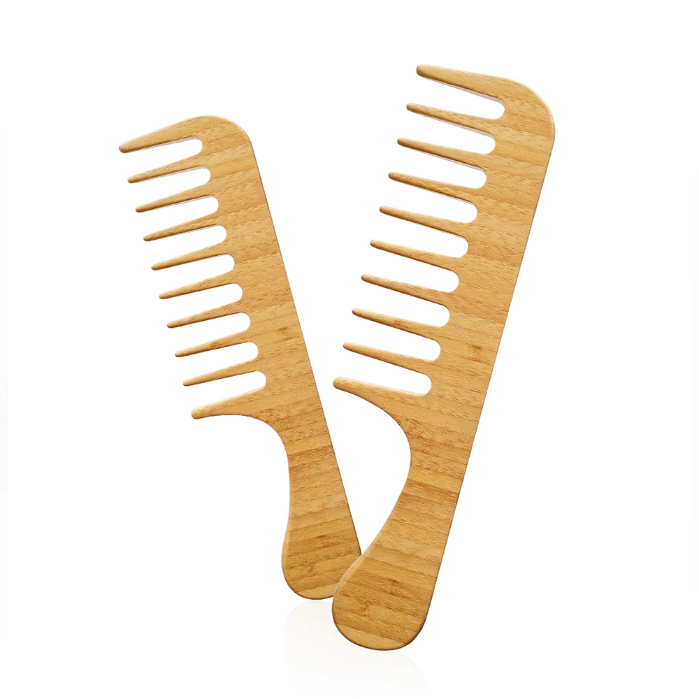 

New Arrival Customized Logo Eco-friendly Biodegradable Wide Tooth Bamboo Comb Private Label Detangle Comb, Natural