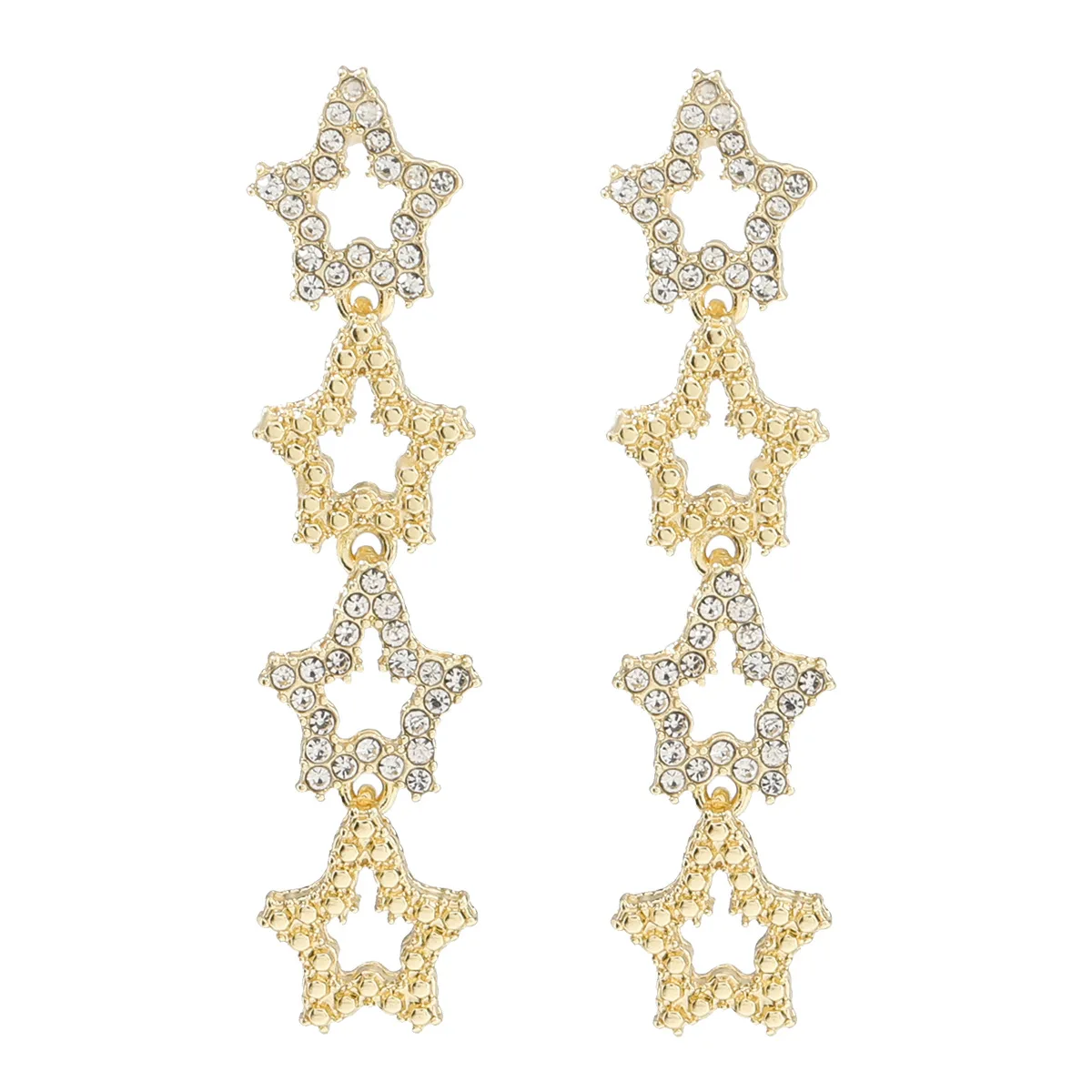 

C&J Exquisite 18K Gold Plated Geometric Long Letter Pearl C Drop Earrings For Party