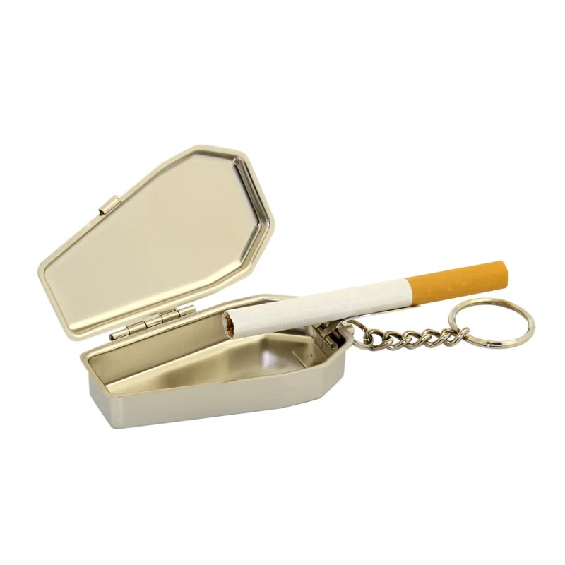 

Flip Type Mini Ashtray Portable Pocket Metal Ashtray With Lid Key Ring, Picture