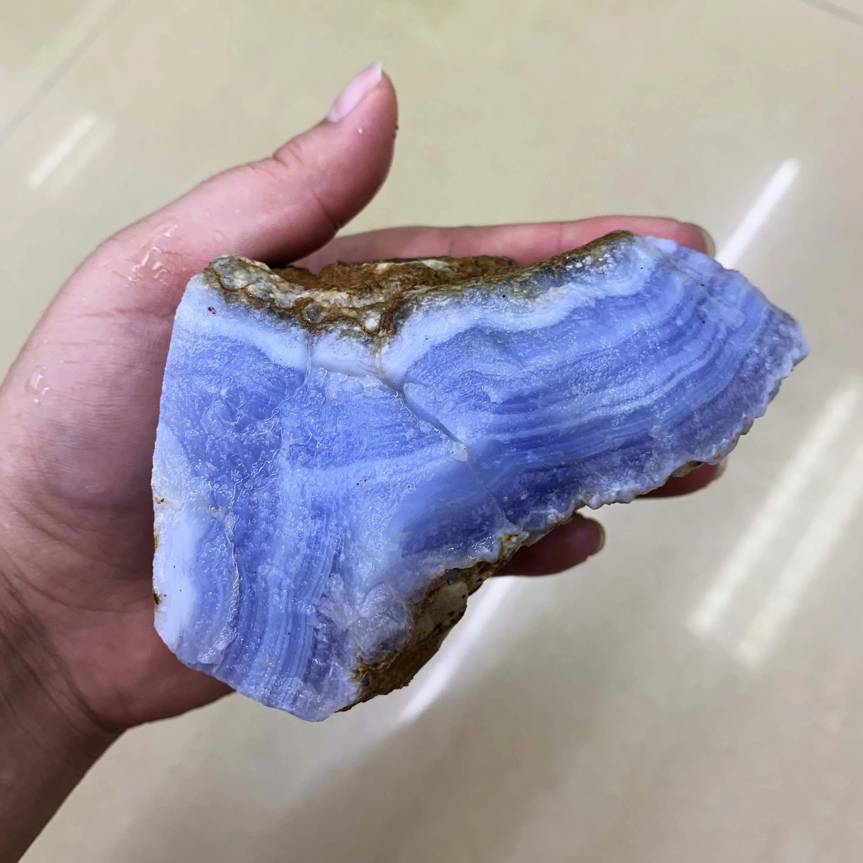 Rough Blue Lace Agate GeodeSpecimen Crystals ETBLAG007