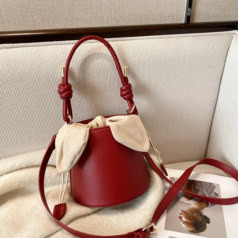 

bags women handbags 2021 new designs shoulder crossbody bucket bags bow knot messenger bags for sales sac a main, Red white coffee brown