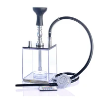 

Modern Square Acrylic Arabian Shisha Hookah with One Hose Ceramic Bowl Colorful LED Light for Houses Bars Clubs Weddings Parties