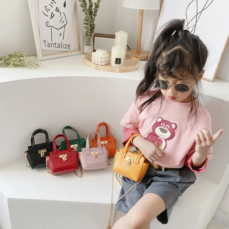 

Mini Kids Square Shoulder Bag 2020 Popular Fashion High Quality Pu Leather Handbag Baby Girl Chain Messenger Bags