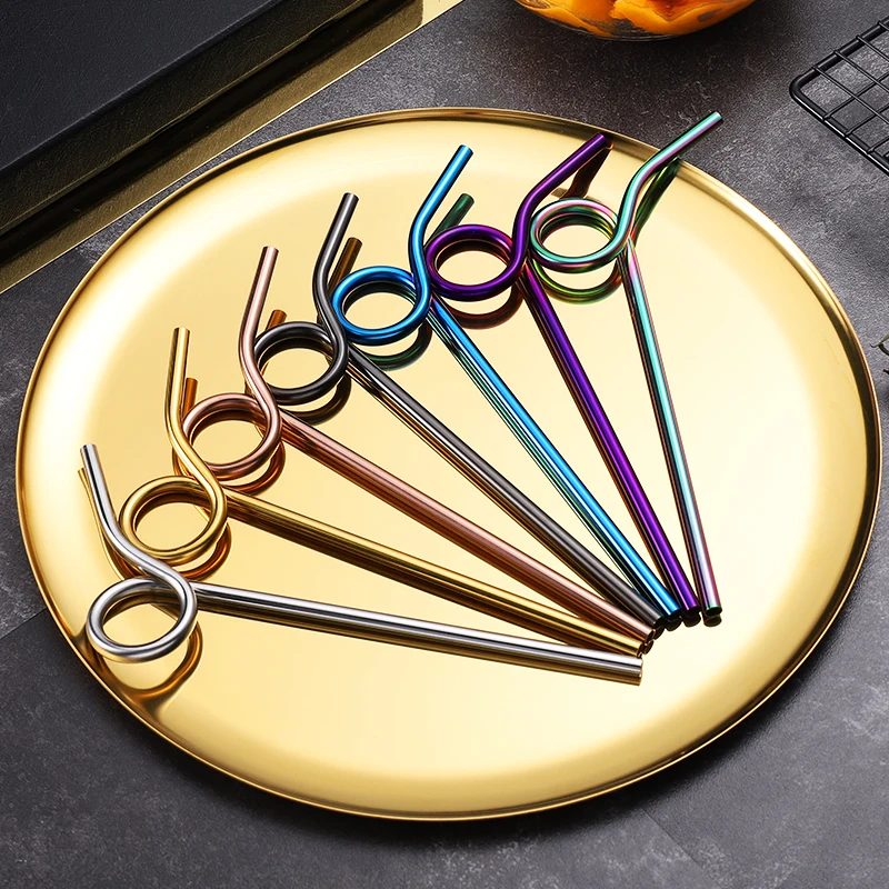 

Latest Food grade Twisty Stainless Steel drinking Straw, Silver, rose gold, black, rainbow, blue , purple
