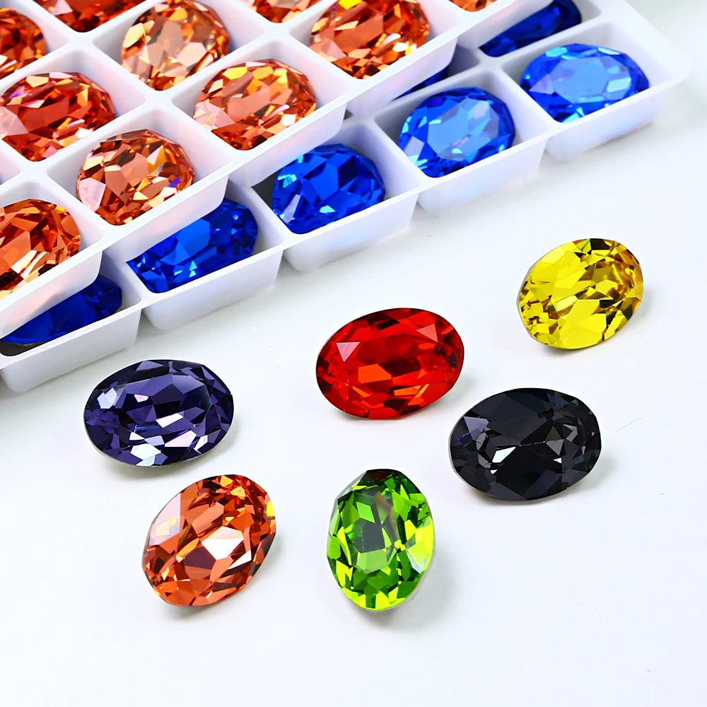 

Hot Selling Oval K9 Point Back Glass Rhinestone for jewelry cloths Nail Art Decoration