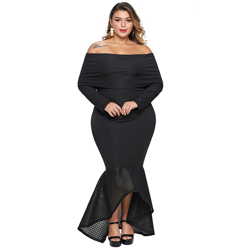 

2021 New Wholesale Women Off Shoulder Formal Long Plus Size Maxi Dress, Customized