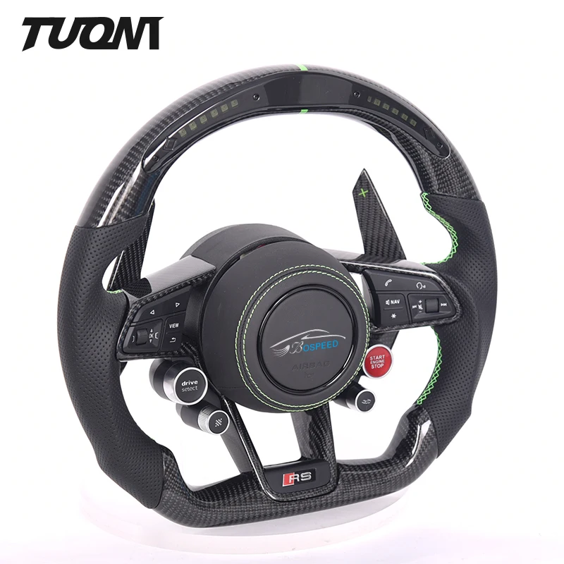 

100% Carbon Fiber Racing Car Leather Steering Wheel Shift Paddles For Audi RS3, Customized color