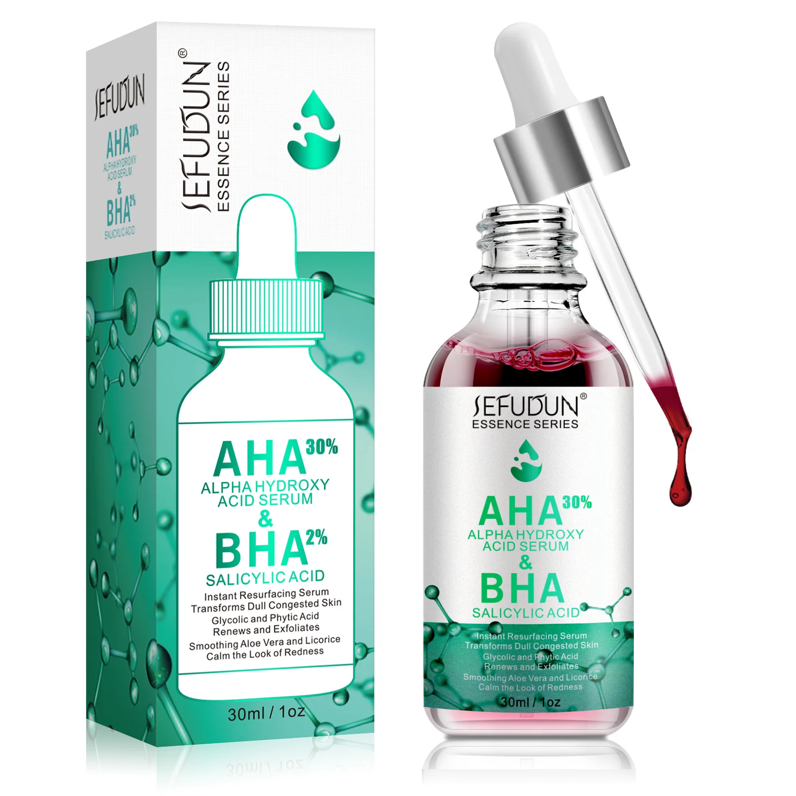

Private Label Skin Care Alpha Hydroxy Acid Facial Serum Clean Pores Exfoliation Brightening Whitening 30% Aha Bha Face Serum