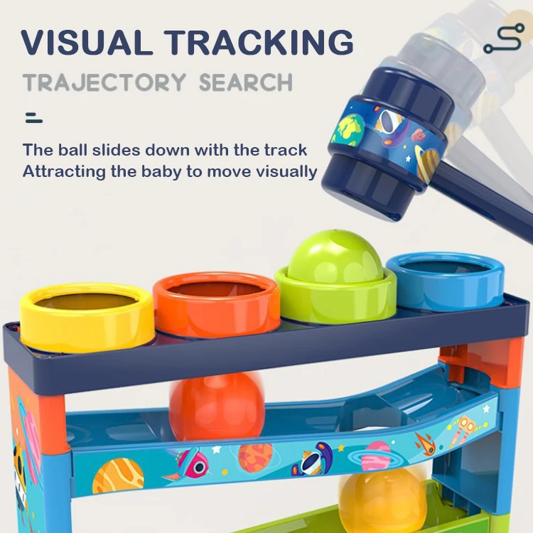 Fivelayer Track Hit Rolling Ball Toy Set Baby Plastic Montessori Early