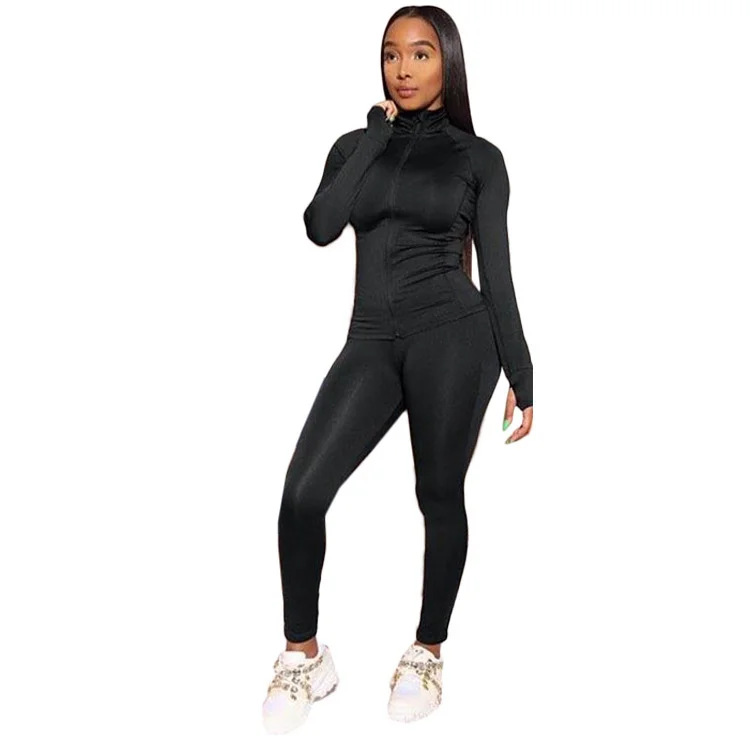

2020 new arrivals women solid color sportswear 2 piece set women clothing
