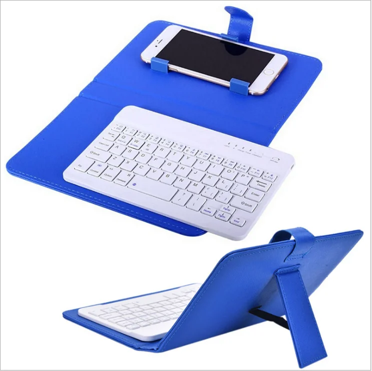 

High quality Bluetooth wireless detachable gaming keyboard with leather case for mobile phones, More colors