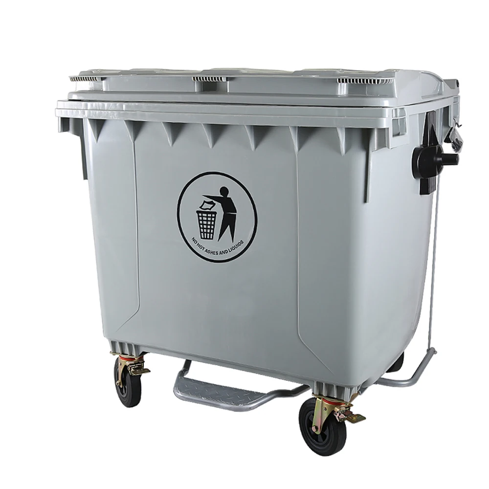 
plastic trash container 1100 liters dustbin cover pedal lid waste bins  (62061230780)