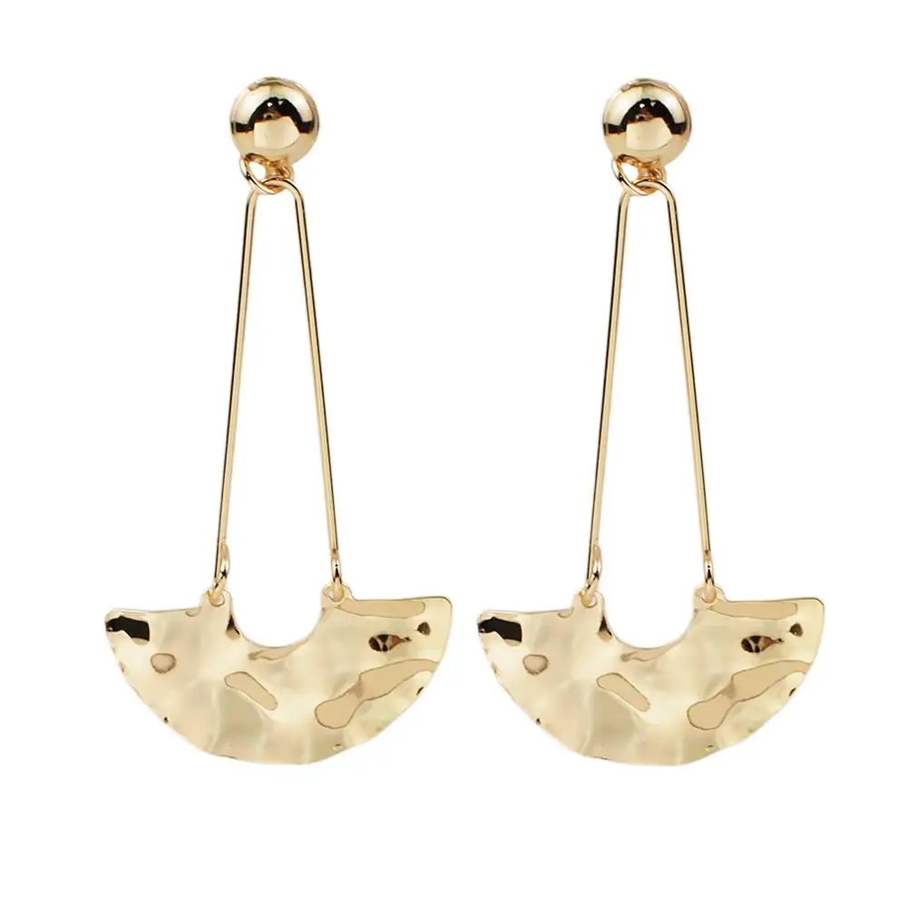 

HANSIDON Vintage Statement Sector Dangle Drop Earrings For Women Long Metal Geometric Fashion Jewelry Gold Leaf Plated Earrings