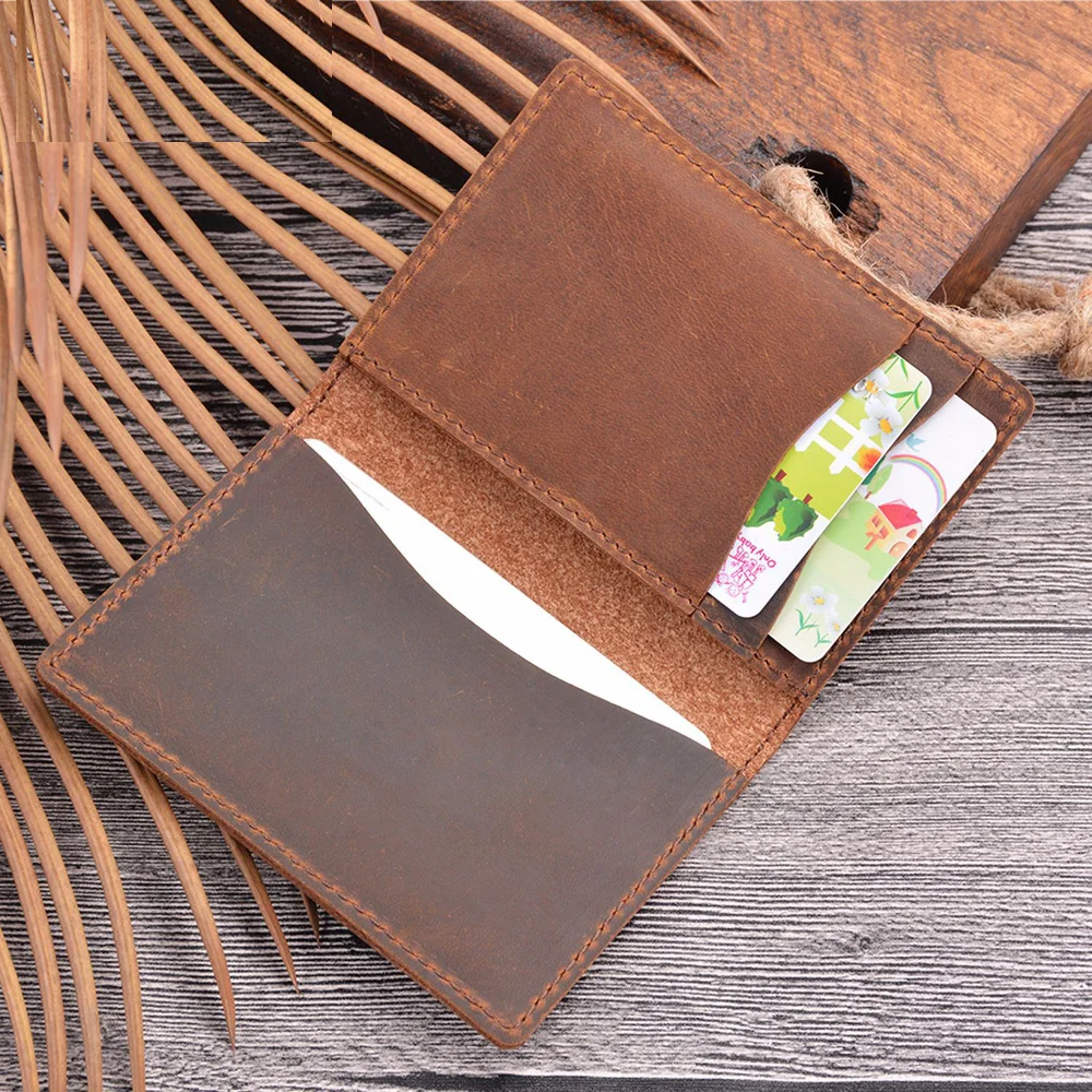 

Minimalist Wallet Vintage Old Style Card Holder Cash Wallet Crazy Horse Genuine Leather Front Pocket Wallets for Men, Black,brown,coffee,blue,green,red