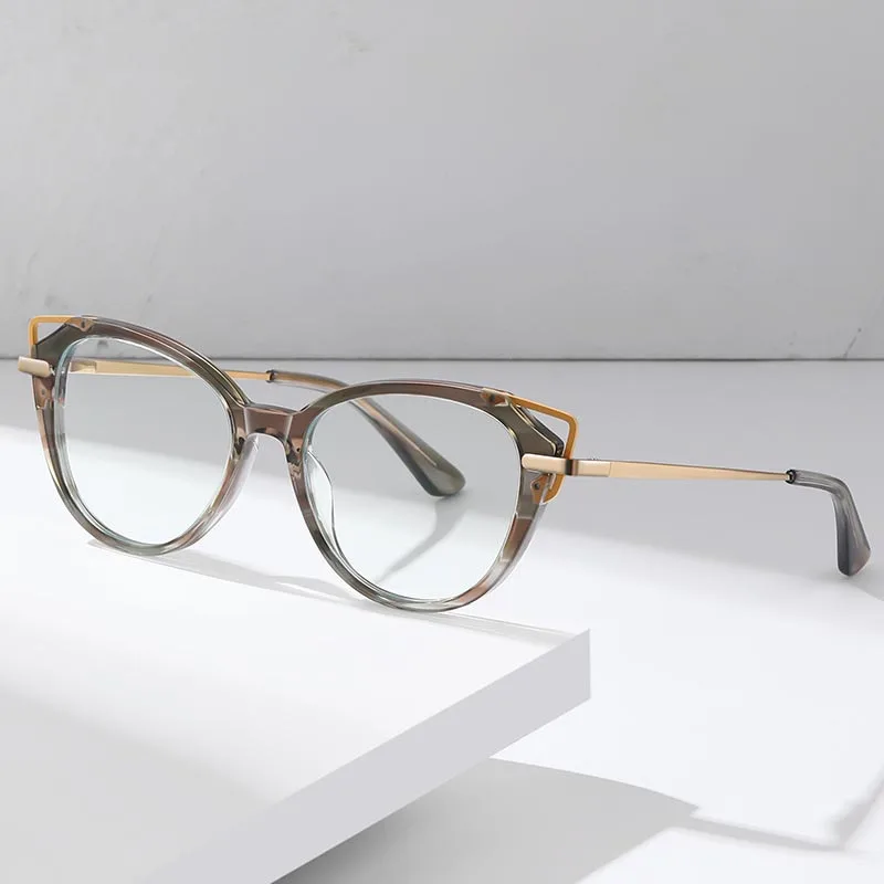 

New Anti-Blue Glasses For Men Women Matched With Myopia Glasses Bj9215 Fashion Cat Eye Acetate No Prescription Glasses Frame