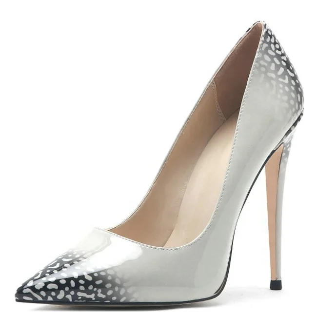 

Elegant Grey Color High Heels Pointed toe for Women Dress Shoes Dress Large Size EU45 Stiletto Basic Party Lady Pumps Shoes