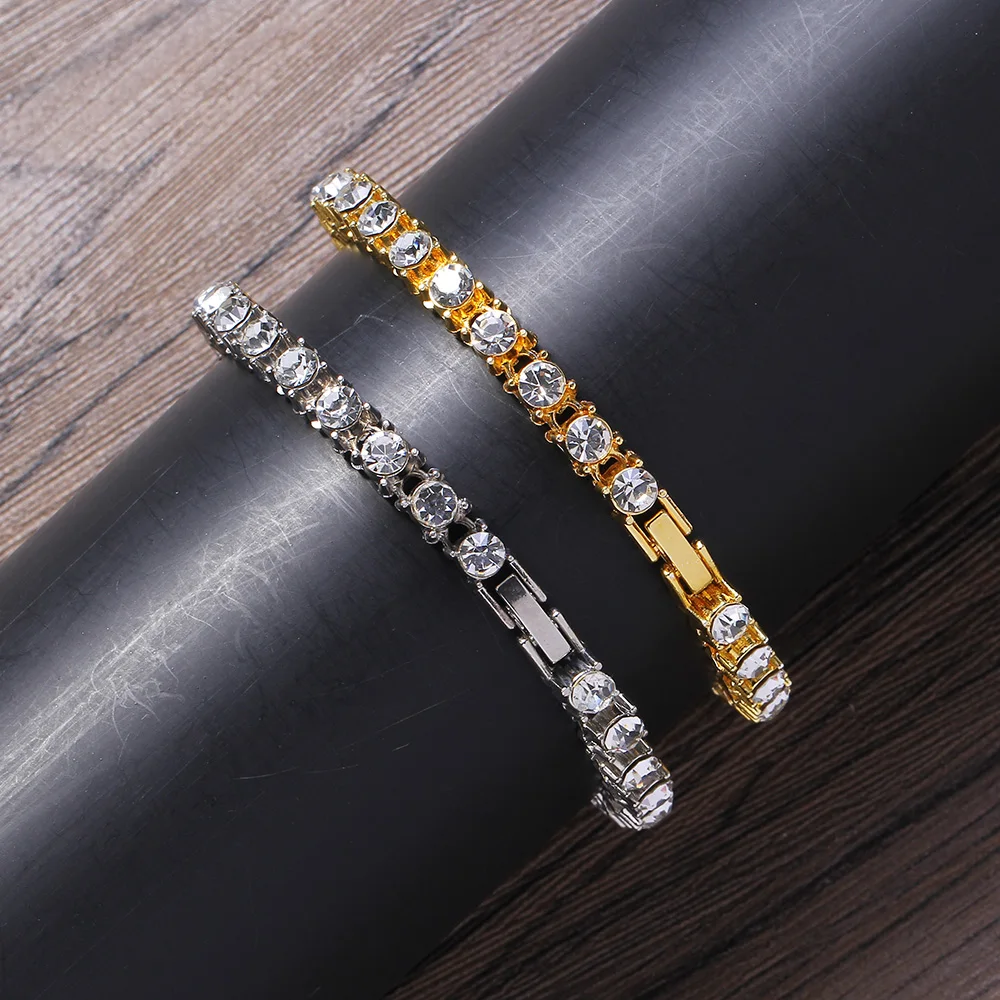 

AB001 5.5mm Hip Hop bracelet Iced out Alloy tennis Chain Necklace Bling bling Jewelry