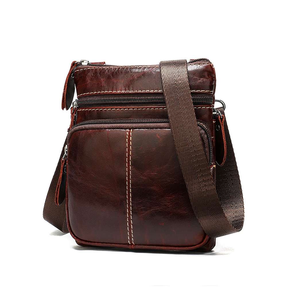 

Vintage Genuine Leather Mens 701 Crossbody Leather Small Side Bag Crazy Horse Leather Casual Mens Messenger Shoulder Bag, Black,brown,coffee,dark green,wine red