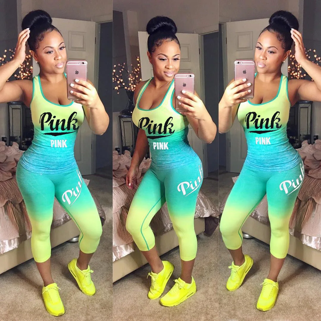 

High Quality Fashionable Yoga Tank Sleeveless Top Shorts Women Two Piece Set Running Sportswear Ladies Casual Tracksuits, As picture