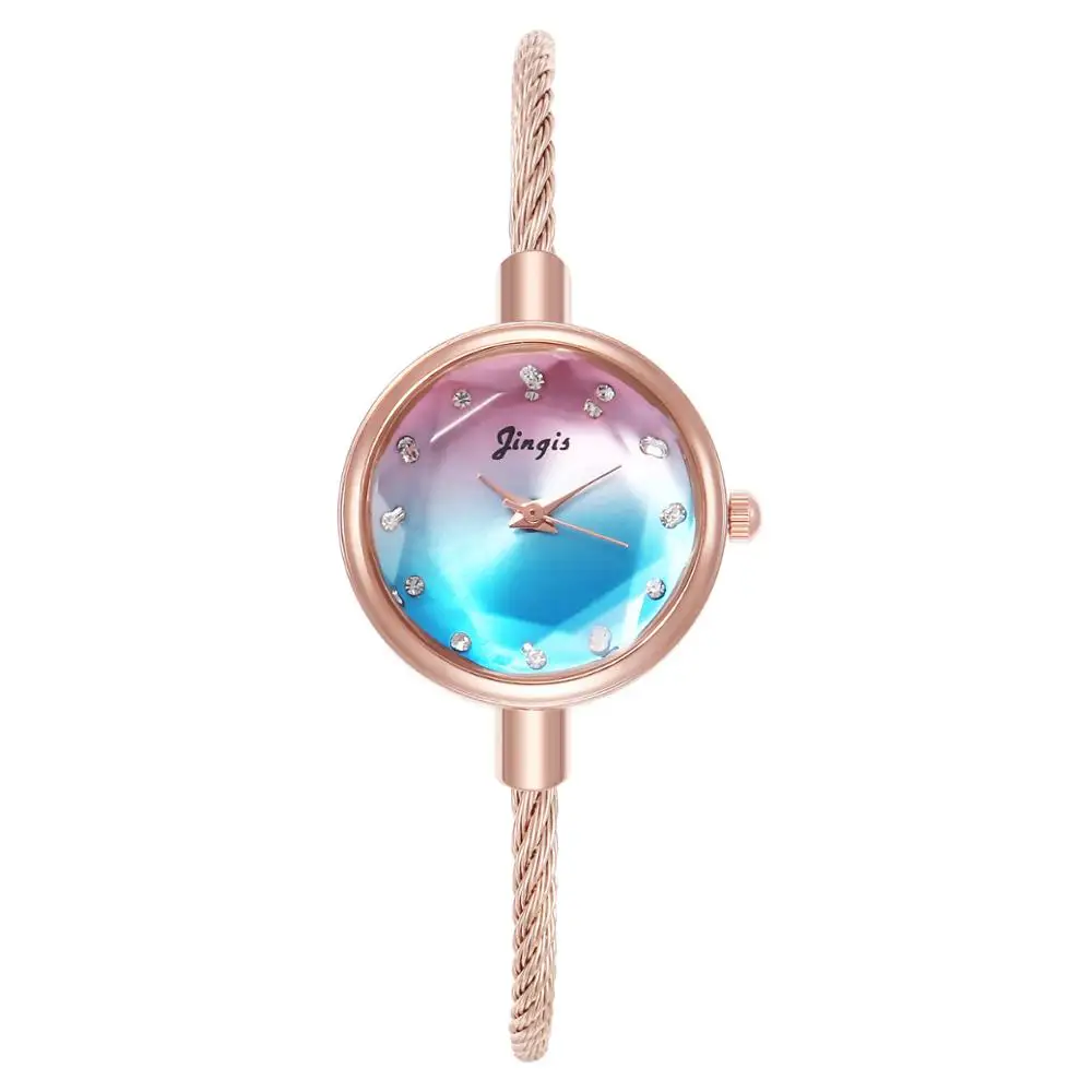 

2020 New Ladies Watch Small Rose Gold Bangle Bracelet Geometric Glass Surface Women Watches Dress Clock Relogio Feminino, 5 different colors as picture