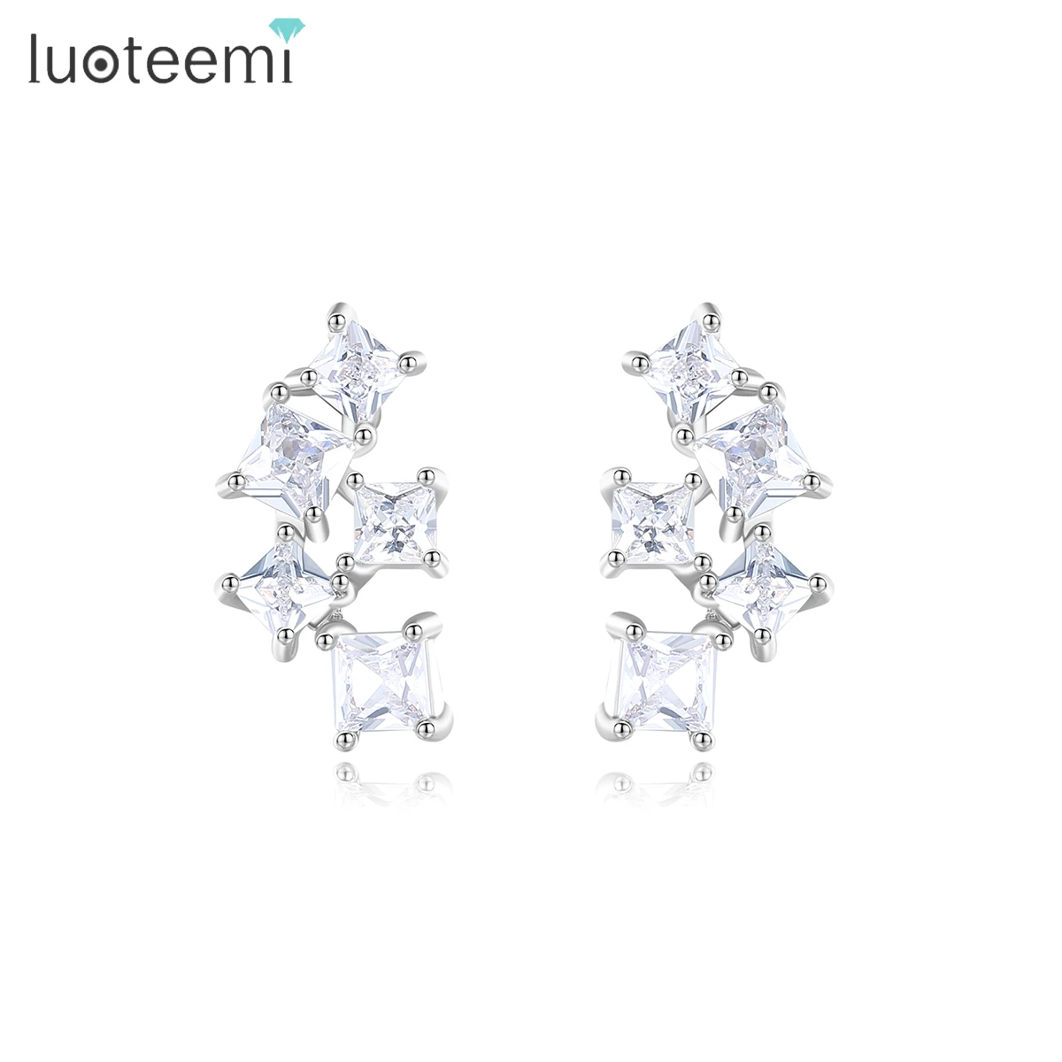 

LUOTEEMI Stud Diamond Earing Woman Holiday Fashion Zircon Cute Small Simple Korean Female Trending Earring