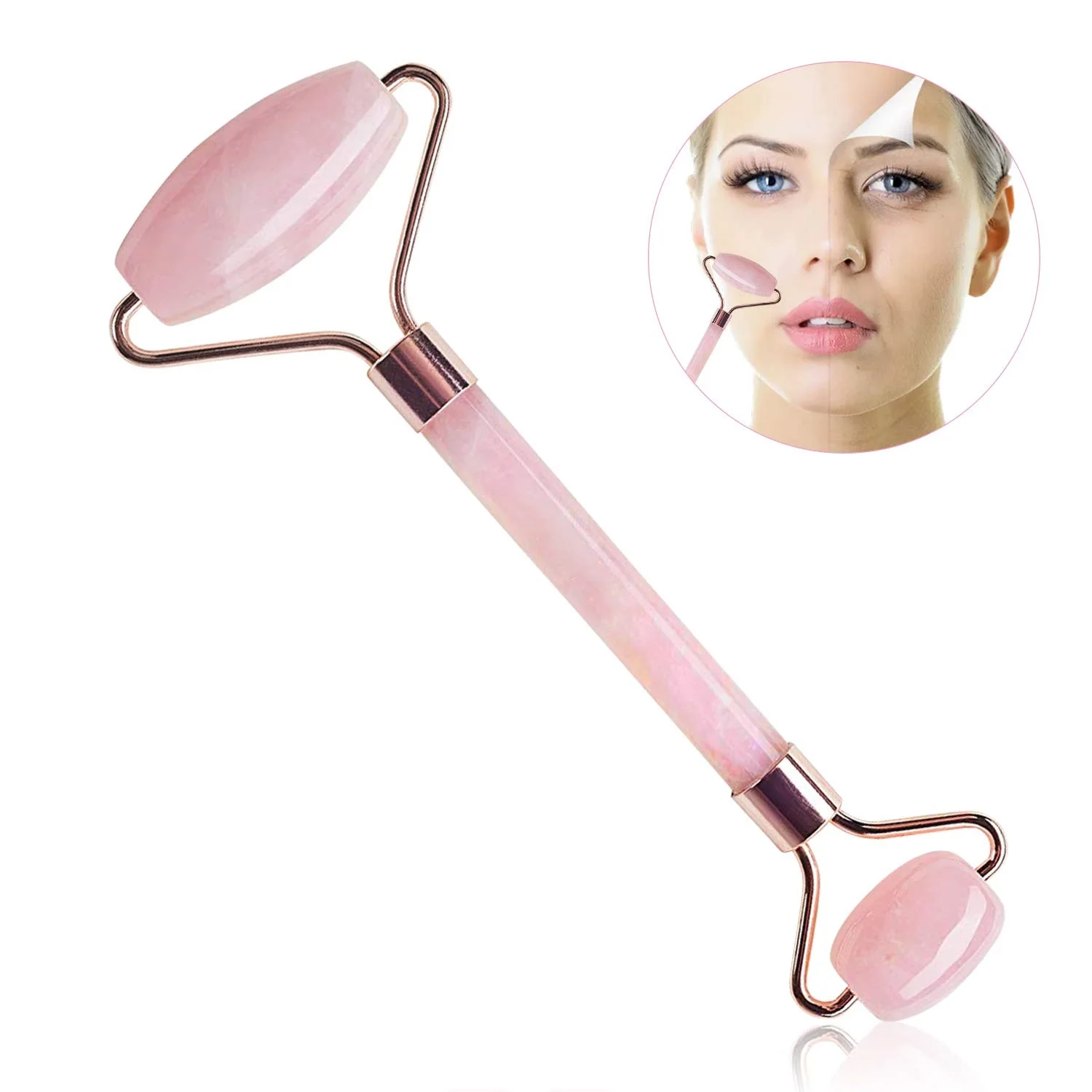 

Gua Sha Jade Roller Slimming Face Jawline Skincare tools Rodillo De Jade Para Masaje Facial Scraping Alat Pijat, Pink